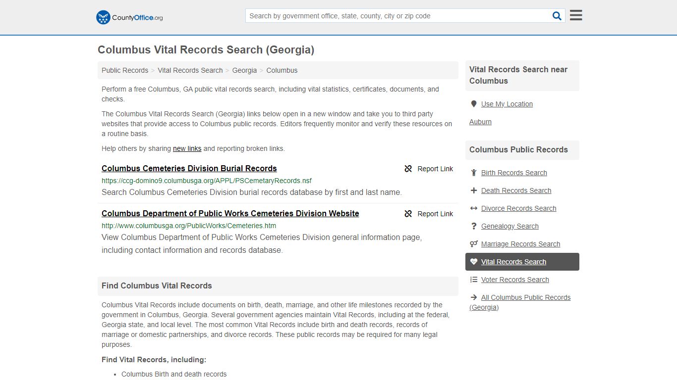 Vital Records Search - Columbus, GA (Birth, Death, Marriage & Divorce ...